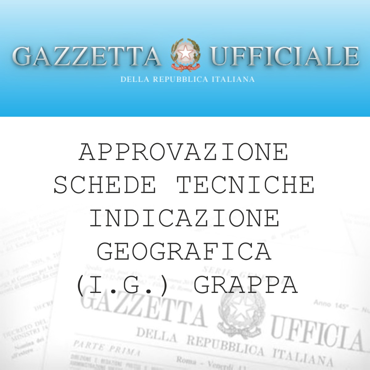 Application for registration of the Grappa Geographical Indications